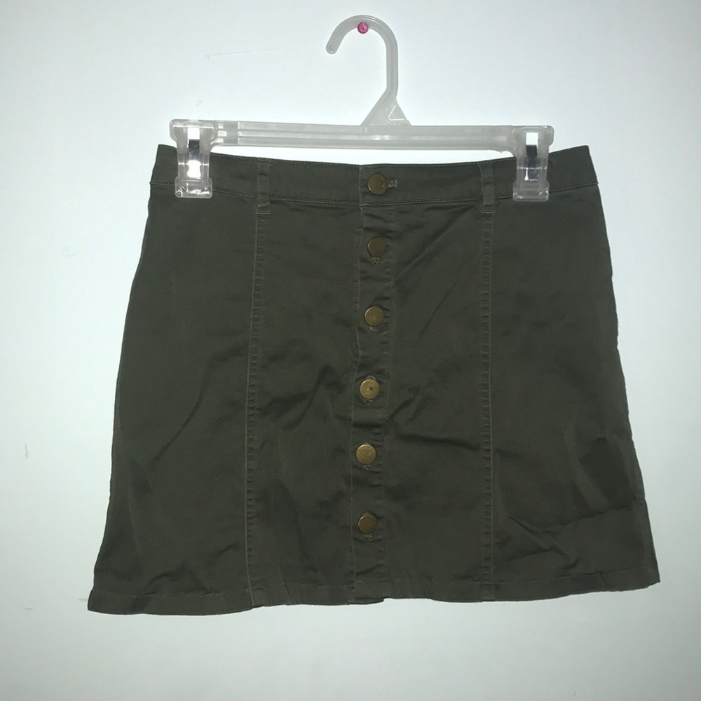 Army green denim skirt